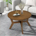 Table basse ronde en bois de 32 pouces, style Mid-Century, pour salon