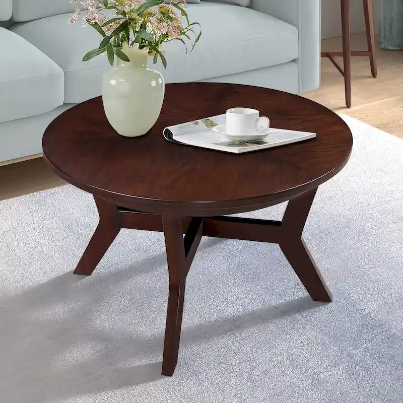 Table basse ronde en bois de 32 pouces, style Mid-Century, pour salon