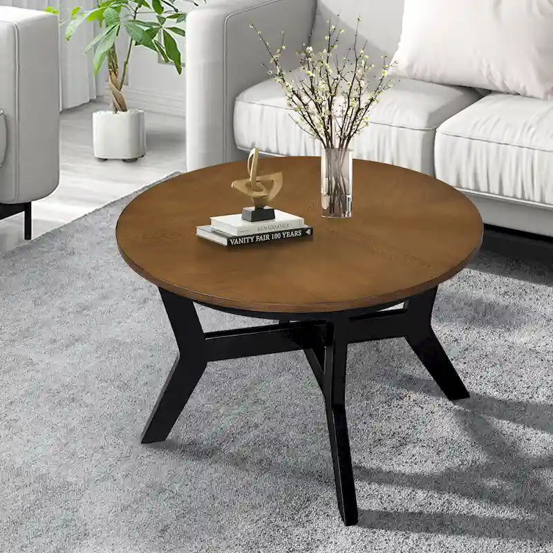 Table basse ronde en bois de 32 pouces, style Mid-Century, pour salon