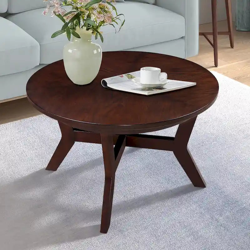 Table basse ronde en bois de 32 pouces, style Mid-Century, pour salon