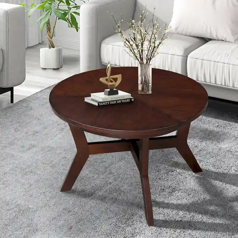 Table basse ronde en bois de 32 pouces, style Mid-Century, pour salon
