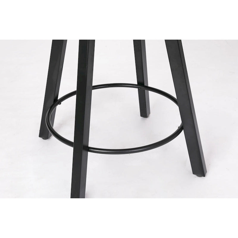 Tabouret de Bar Pivotant avec Dossier Capitonnée, Clous Décoratifs, Repose-Pieds en Métal, Pieds en Bois pour Îlot de Cuisine Salle à Manger Bar