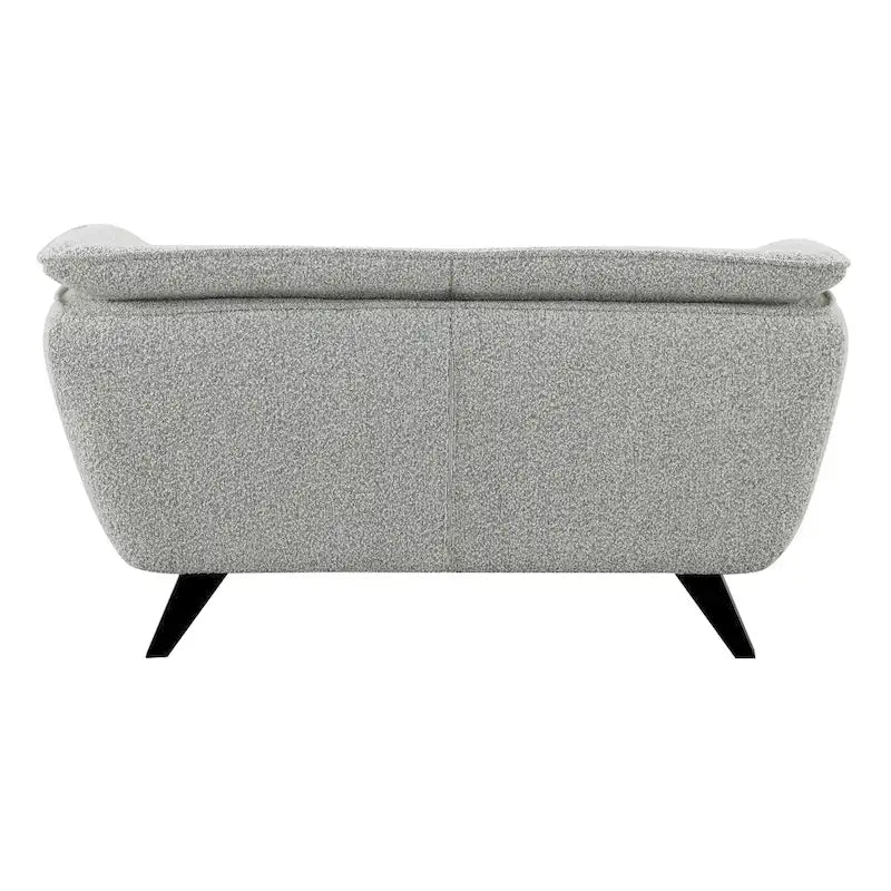 Causeuse en boucle gris clair avec coussins à ressorts ensachés et pieds en bois