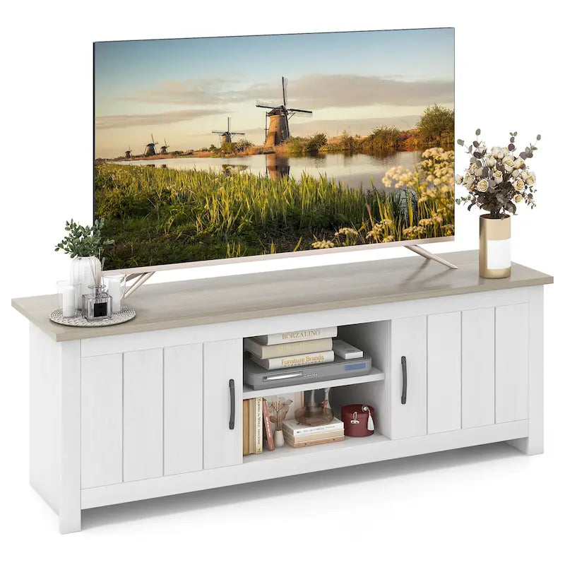 Meuble TV de ferme pour téléviseurs jusqu'à 65 pouces, console média avec rangement