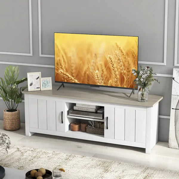 Meuble TV de ferme pour téléviseurs jusqu'à 65 pouces, console média avec rangement