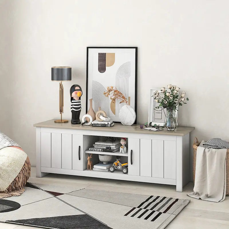 Meuble TV de ferme pour téléviseurs jusqu'à 65 pouces, console média avec rangement