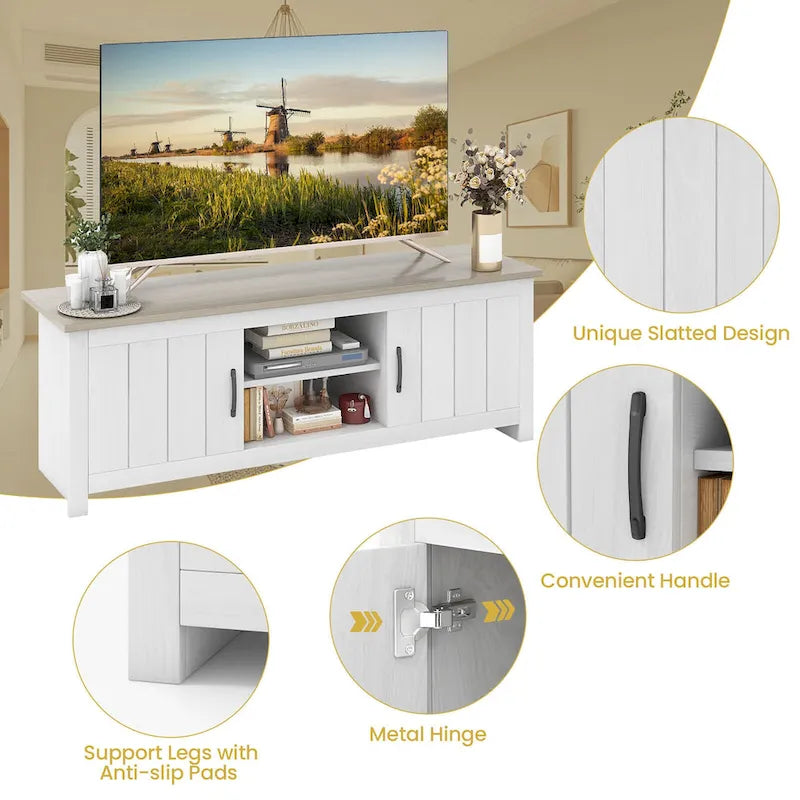 Meuble TV de ferme pour téléviseurs jusqu'à 65 pouces, console média avec rangement