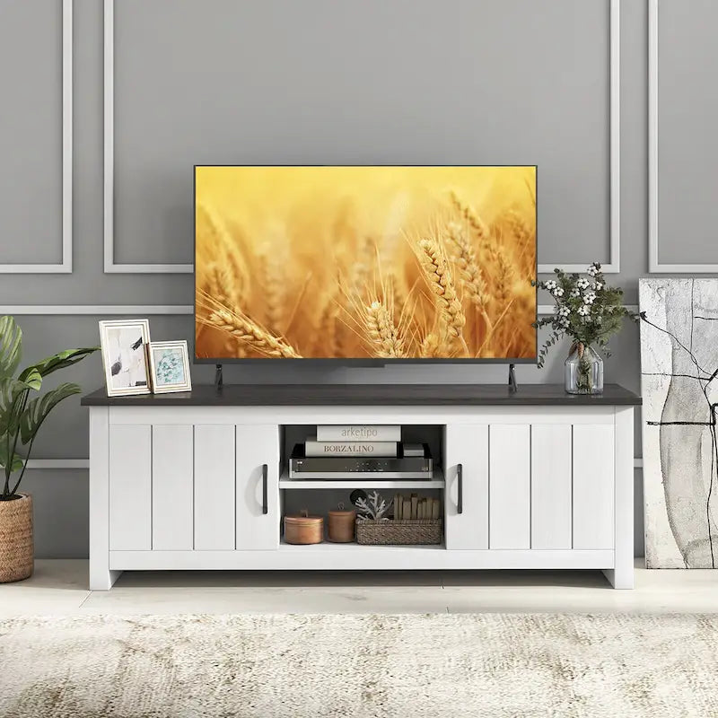 Meuble TV de ferme pour téléviseurs jusqu'à 65 pouces, console média avec rangement