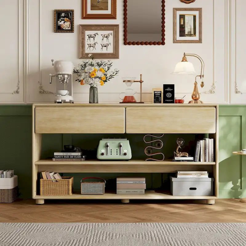 Console de table avec tiroirs et étagères pour entrée
