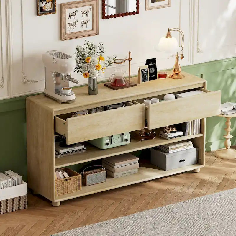 Console de table avec tiroirs et étagères pour entrée