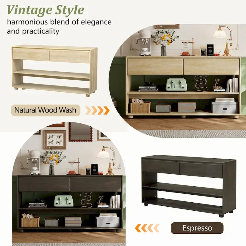 Console de table avec tiroirs et étagères pour entrée