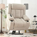 Fauteuil inclinable électrique en velours avec repose-pieds étendu et porte-gobelets