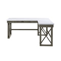 Bureau d'écriture en L avec plateau relevable et dessus en marbre à la finition gris vieilli