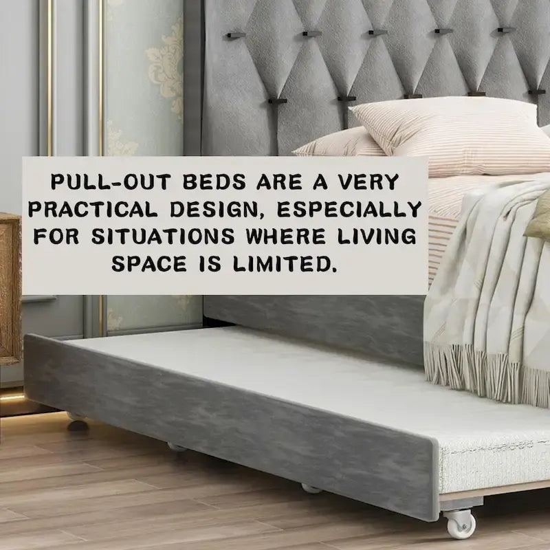 Lit rembourré plateforme Queen Size avec tête de lit capitonnée et tiroirs de rangement