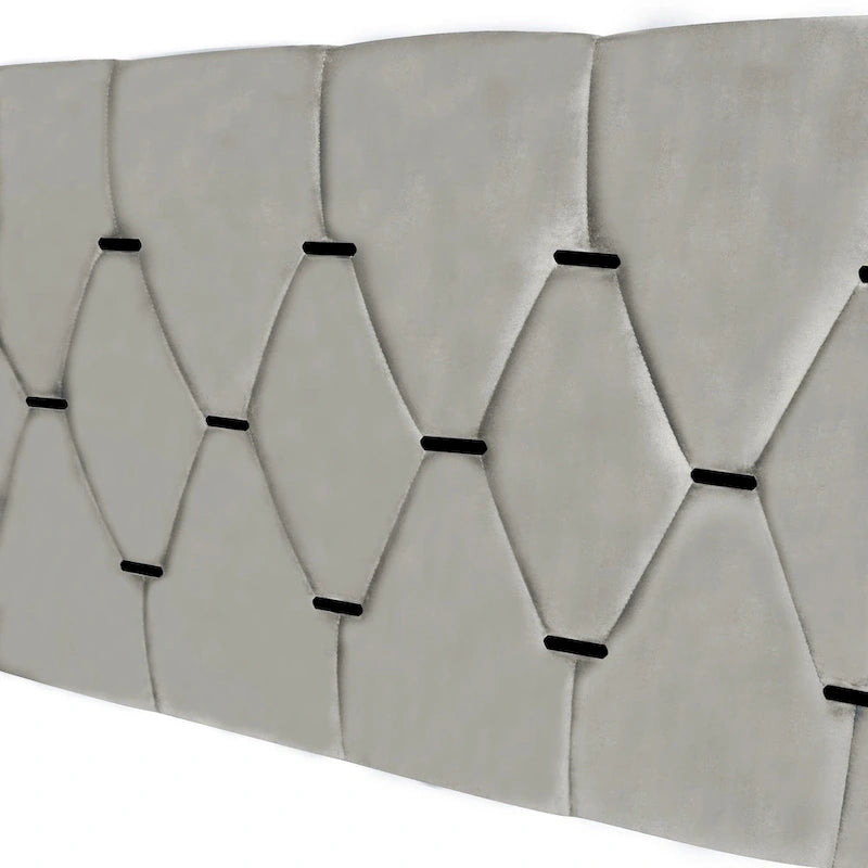 Lit rembourré plateforme Queen Size avec tête de lit capitonnée et tiroirs de rangement