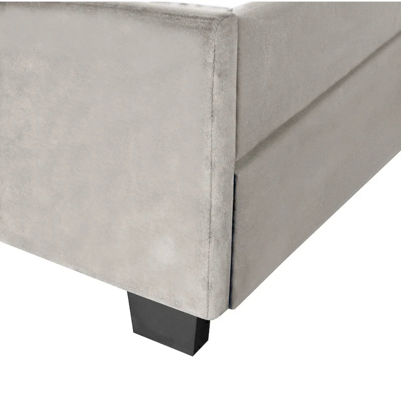 Lit rembourré plateforme Queen Size avec tête de lit capitonnée et tiroirs de rangement
