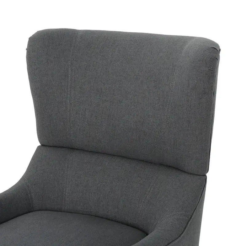 Fauteuil club capitonné à oreilles et dossier haut avec pieds en bois de bouleau