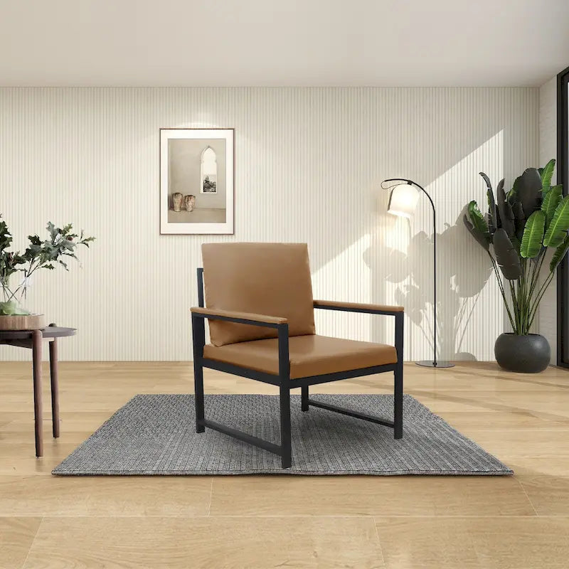 Fauteuil d'appoint en similicuir avec pieds antidérapants pour le salon