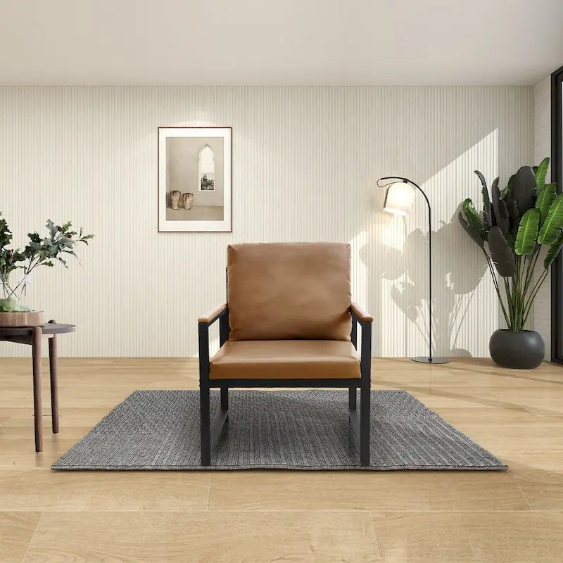 Fauteuil d'appoint en similicuir avec pieds antidérapants pour le salon