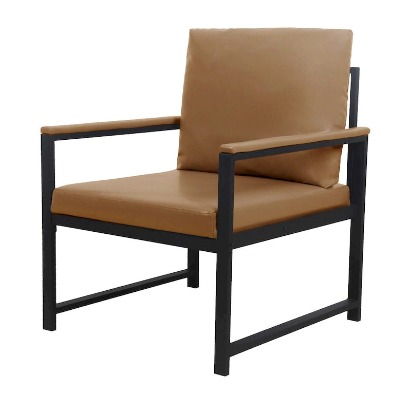 Fauteuil d'appoint en similicuir avec pieds antidérapants pour le salon