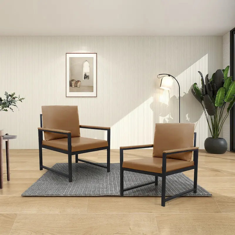 Fauteuil d'appoint en similicuir avec pieds antidérapants pour le salon
