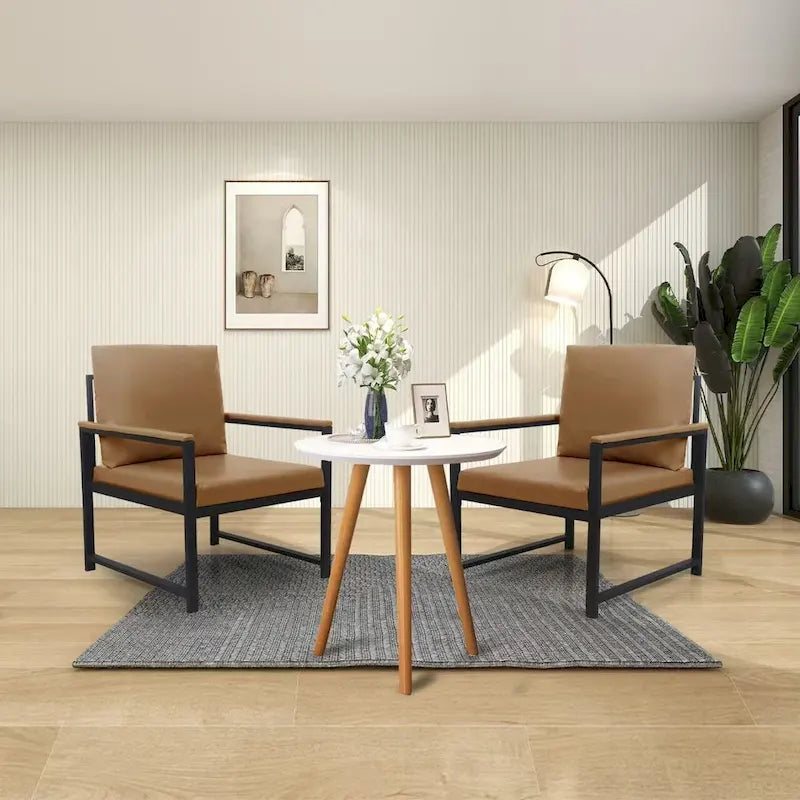 Fauteuil d'appoint en similicuir avec pieds antidérapants pour le salon