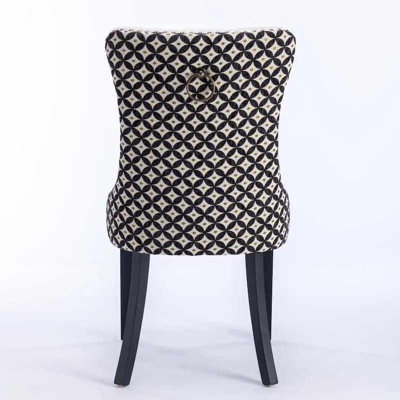 Chaise de salle à manger classique en velours, avec haut dossier et rivets décoratifs