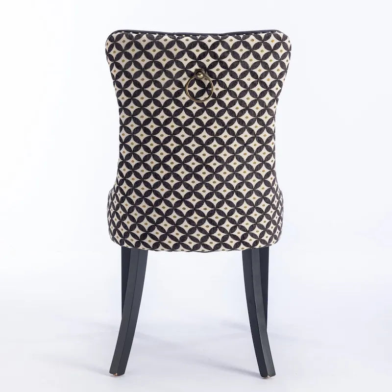 Chaise de salle à manger classique en velours, avec haut dossier et rivets décoratifs