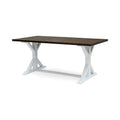 Table à manger traditionnelle de ferme en acacia massif marron foncé et blanc