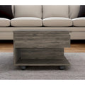 Table basse marron foncé à plateau relevable avec tiroir et roulettes
