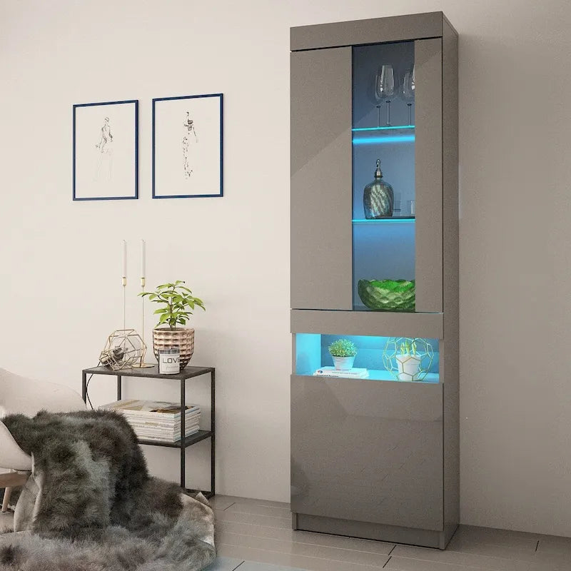 Meuble TV pour cheminée électrique avec lumières LED et étagères de rangement