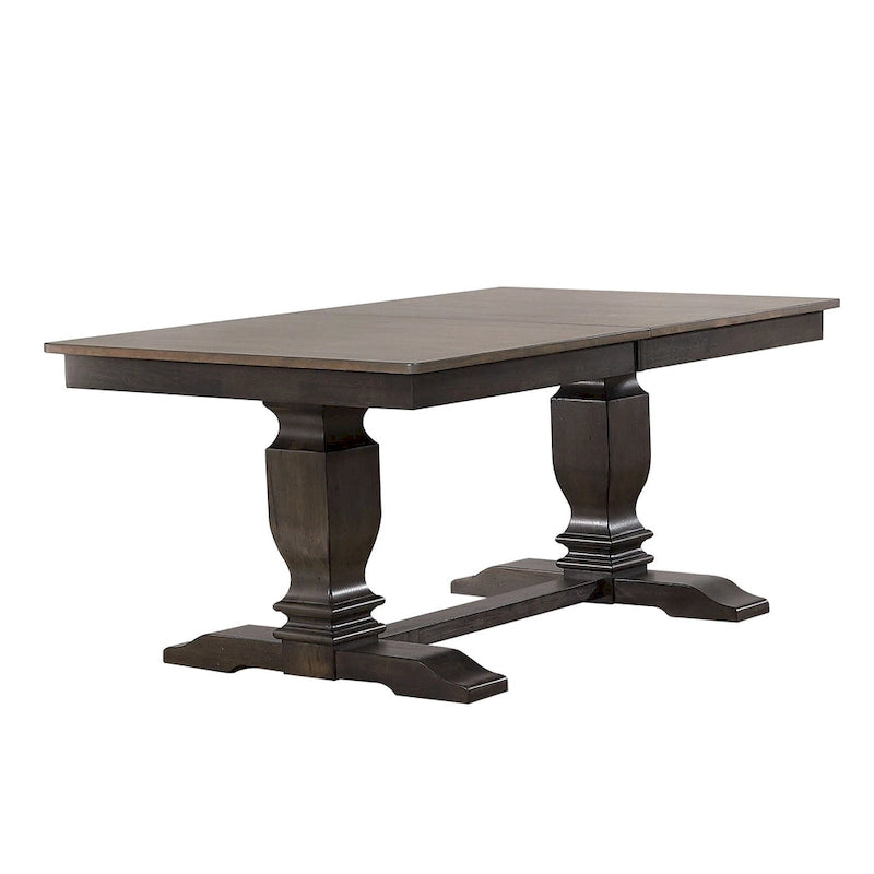 Table de salle à manger à double piètement de transition gris antique
