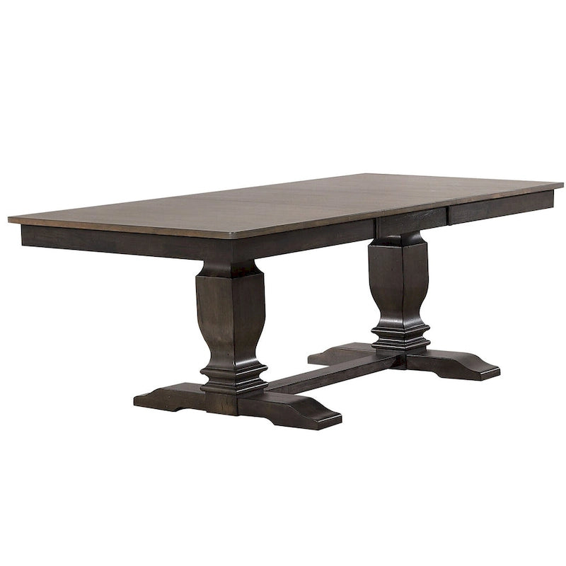 Table de salle à manger à double piètement de transition gris antique
