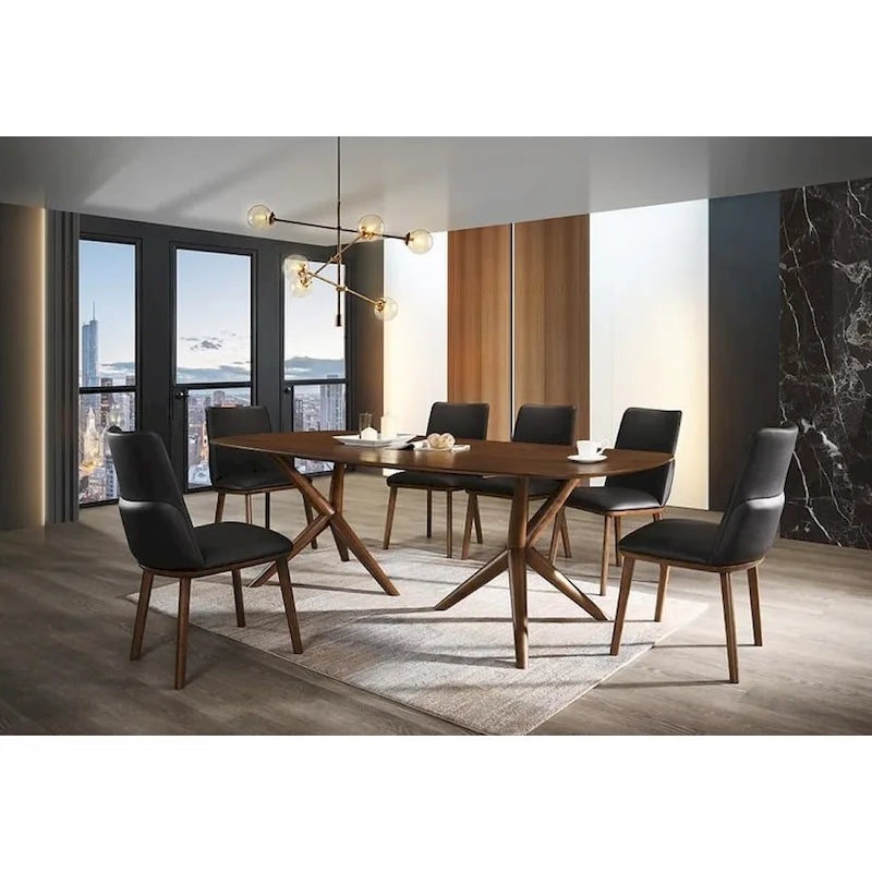 Table à manger rectangulaire en noyer, style moderne et mi-siècle, 8 places