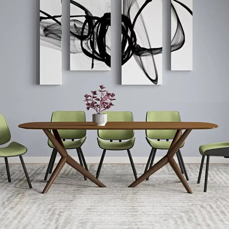 Table à manger rectangulaire en noyer, style moderne et mi-siècle, 8 places