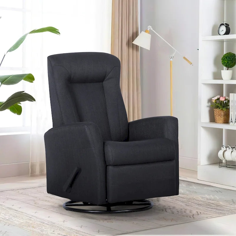 Fauteuil inclinable pivotant et coulissant de 29,5 po de largeur avec pivotant à 360 degrés, en tissu gris foncé