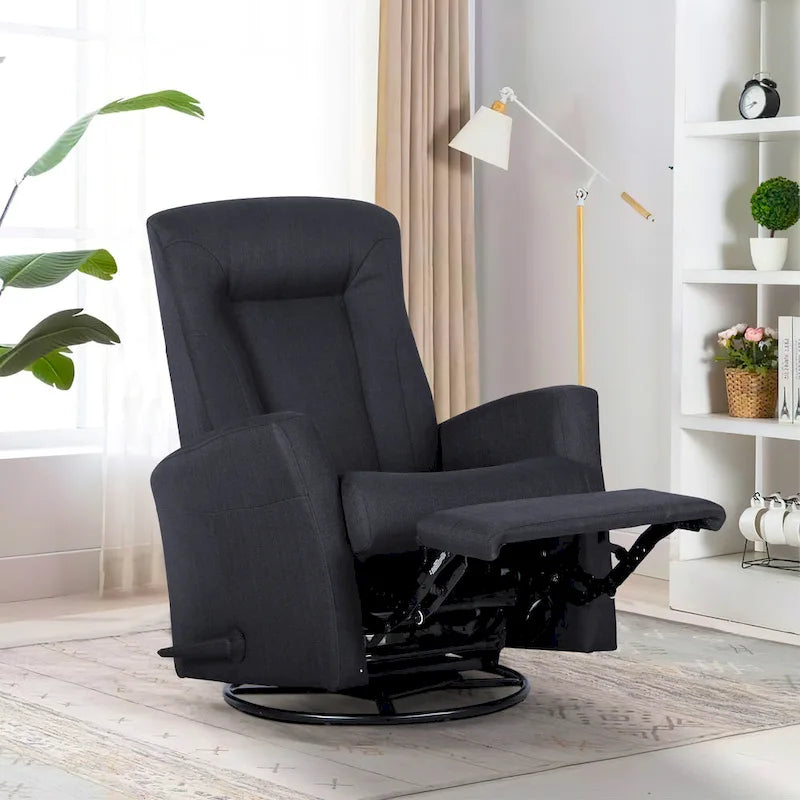 Fauteuil inclinable pivotant et coulissant de 29,5 po de largeur avec pivotant à 360 degrés, en tissu gris foncé