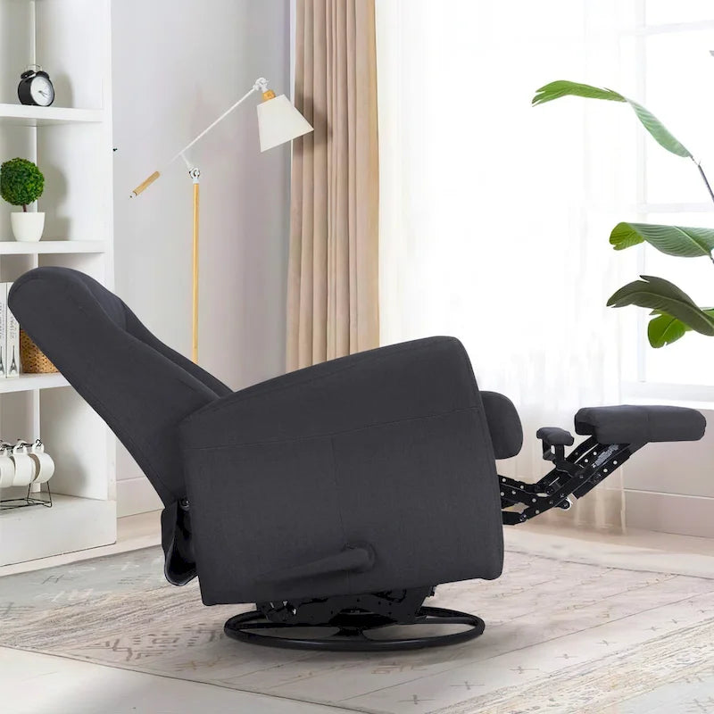 Fauteuil inclinable pivotant et coulissant de 29,5 po de largeur avec pivotant à 360 degrés, en tissu gris foncé