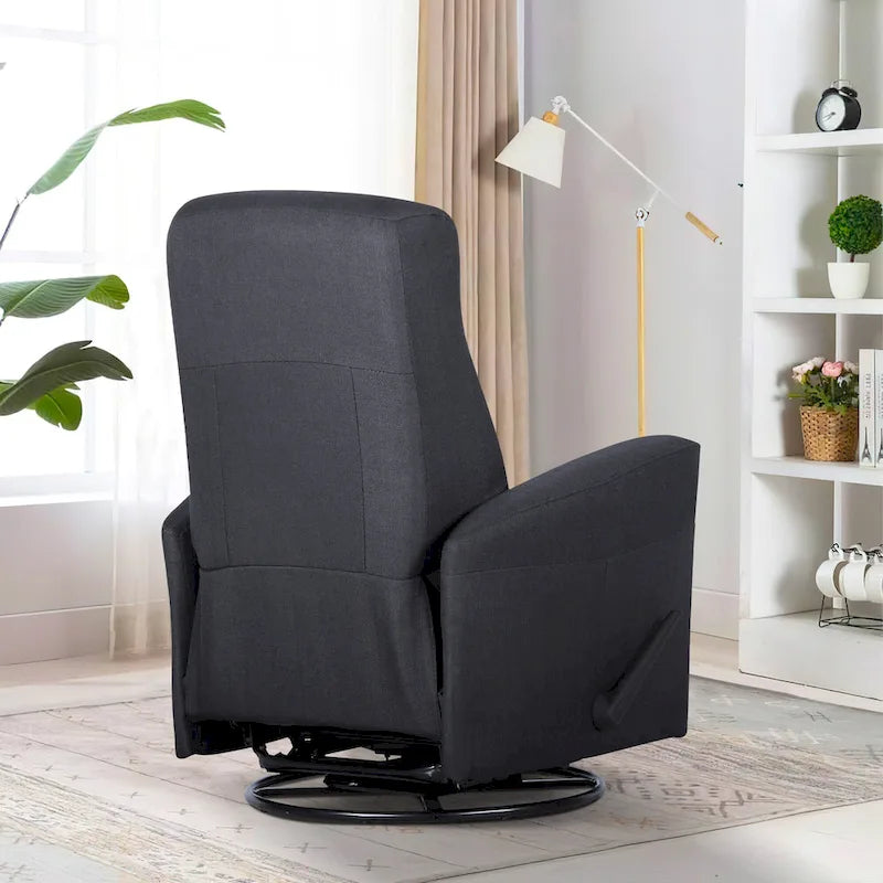 Fauteuil inclinable pivotant et coulissant de 29,5 po de largeur avec pivotant à 360 degrés, en tissu gris foncé
