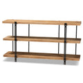 Console en bois marron et métal noir