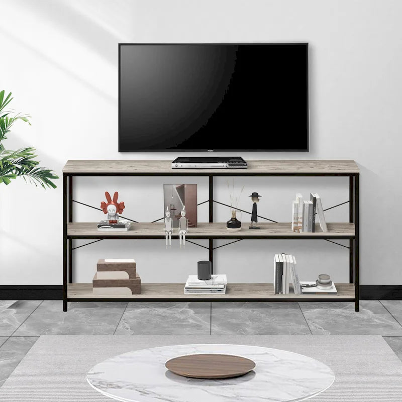 Console de canapé de 55 pouces, table d'entrée longue et étroite avec étagère de rangement à 3 niveaux