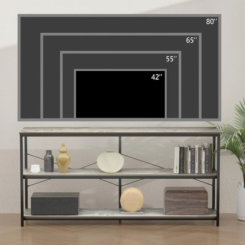 Console de canapé de 55 pouces, table d'entrée longue et étroite avec étagère de rangement à 3 niveaux