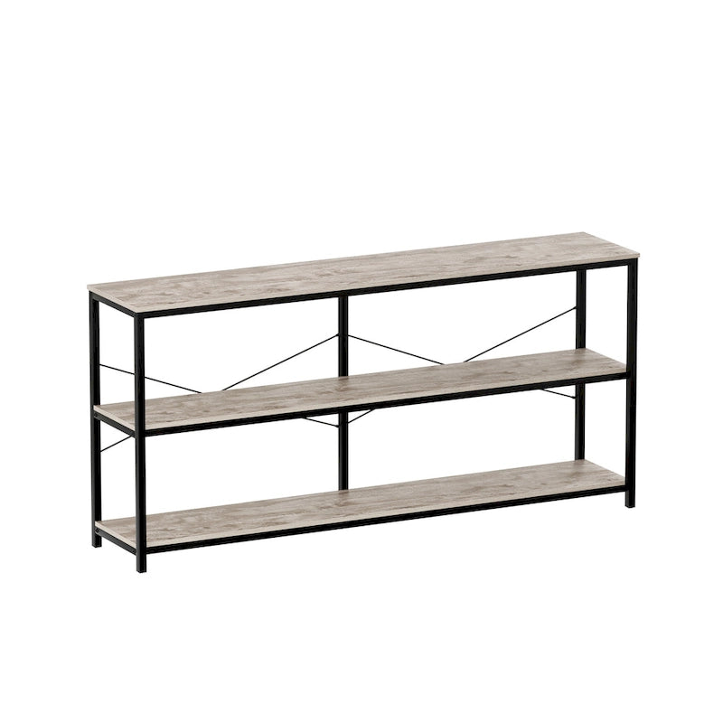 Console de canapé de 55 pouces, table d'entrée longue et étroite avec étagère de rangement à 3 niveaux