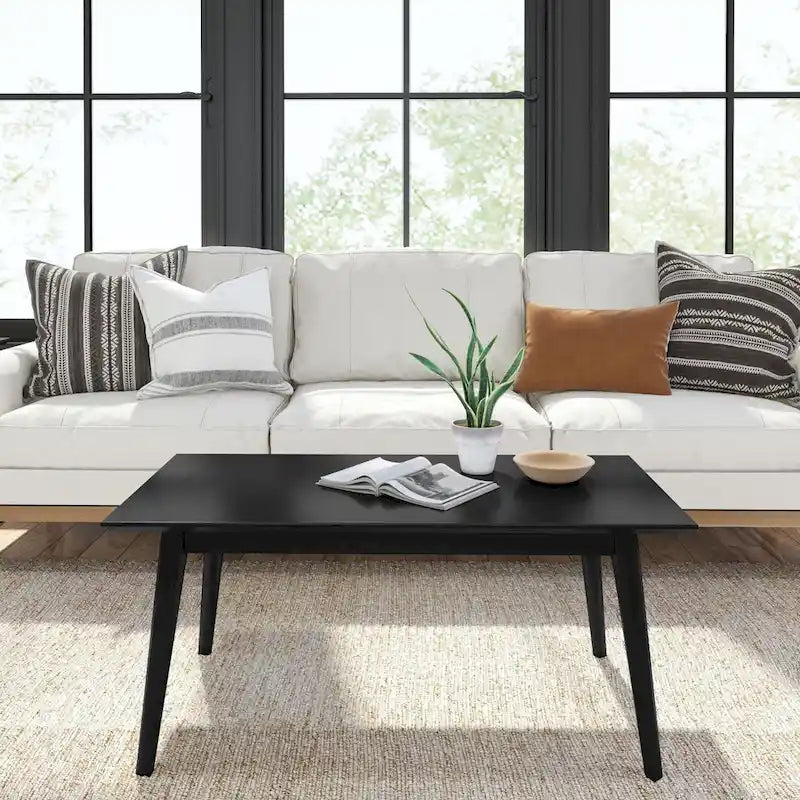 Table basse rectangulaire en bois massif de style Mid-Century pour salon