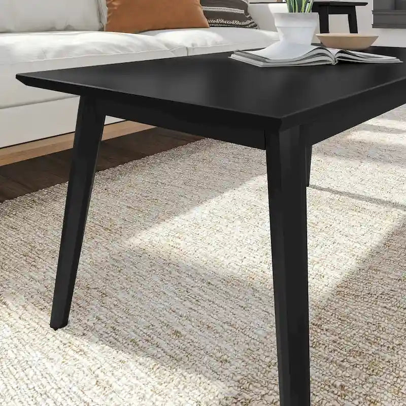 Table basse rectangulaire en bois massif de style Mid-Century pour salon