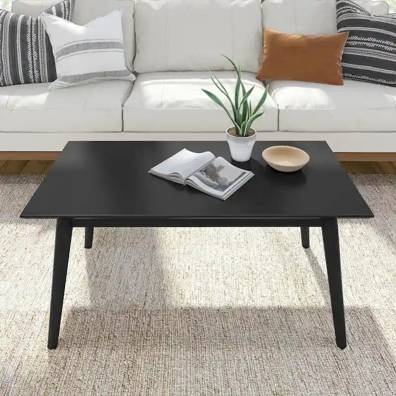 Table basse rectangulaire en bois massif de style Mid-Century pour salon