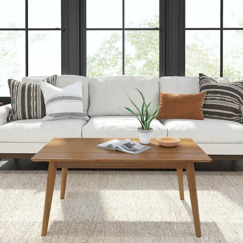 Table basse rectangulaire en bois massif de style Mid-Century pour salon