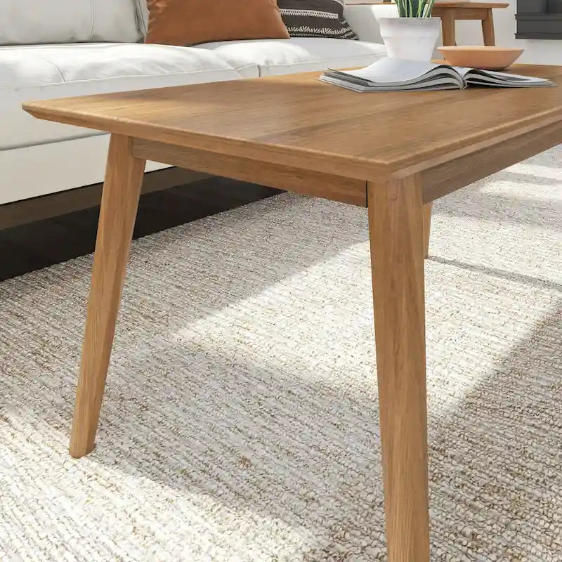Table basse rectangulaire en bois massif de style Mid-Century pour salon