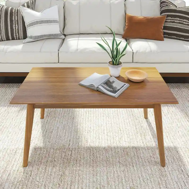 Table basse rectangulaire en bois massif de style Mid-Century pour salon