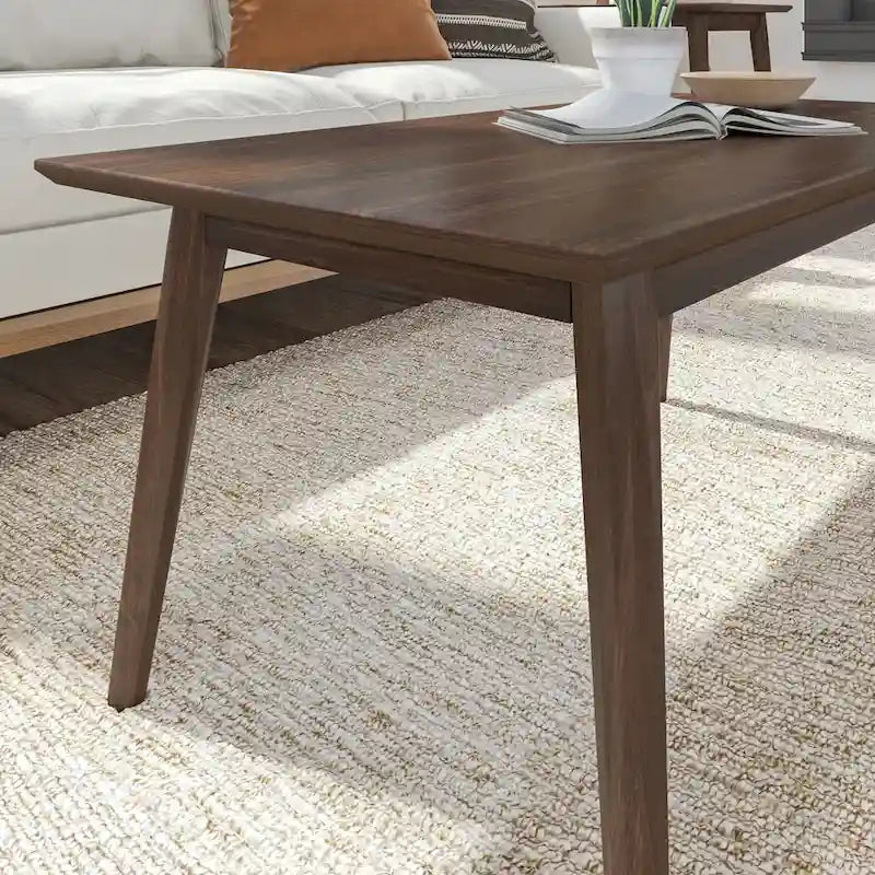Table basse rectangulaire en bois massif de style Mid-Century pour salon